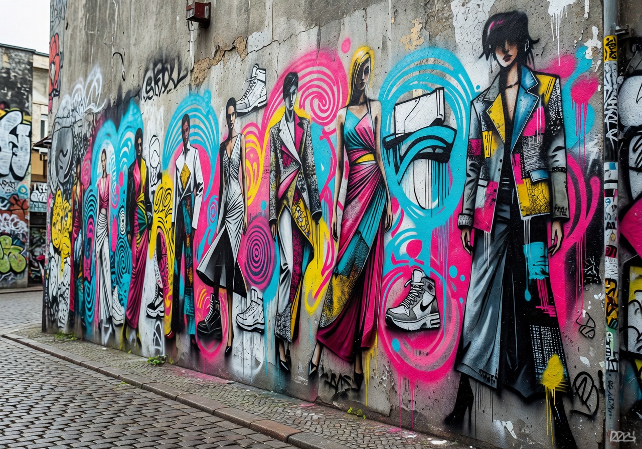 Berlin street art and graffiti wall representing the city's creative fashion culture